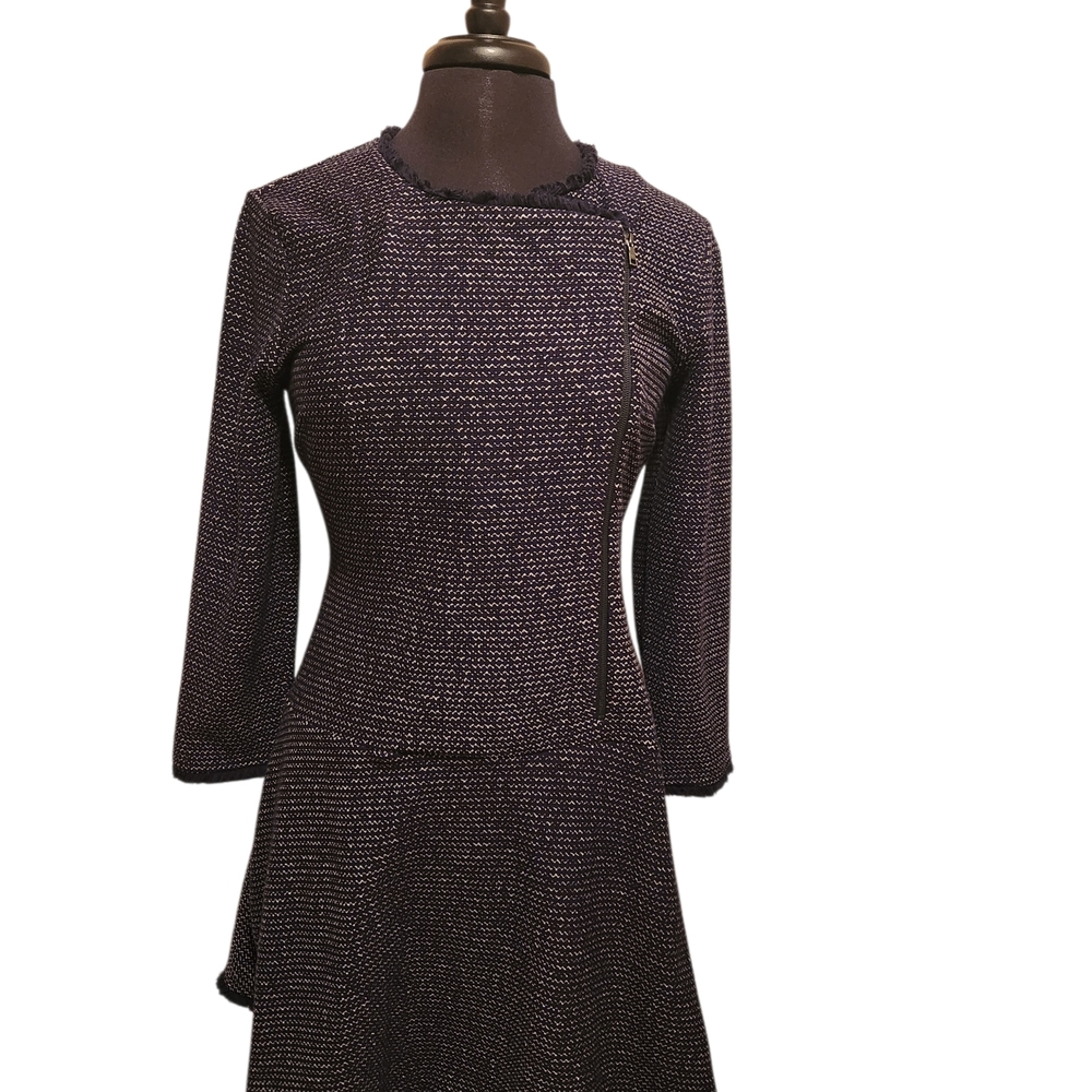 Elegant Navy Blue and White Women's Dress